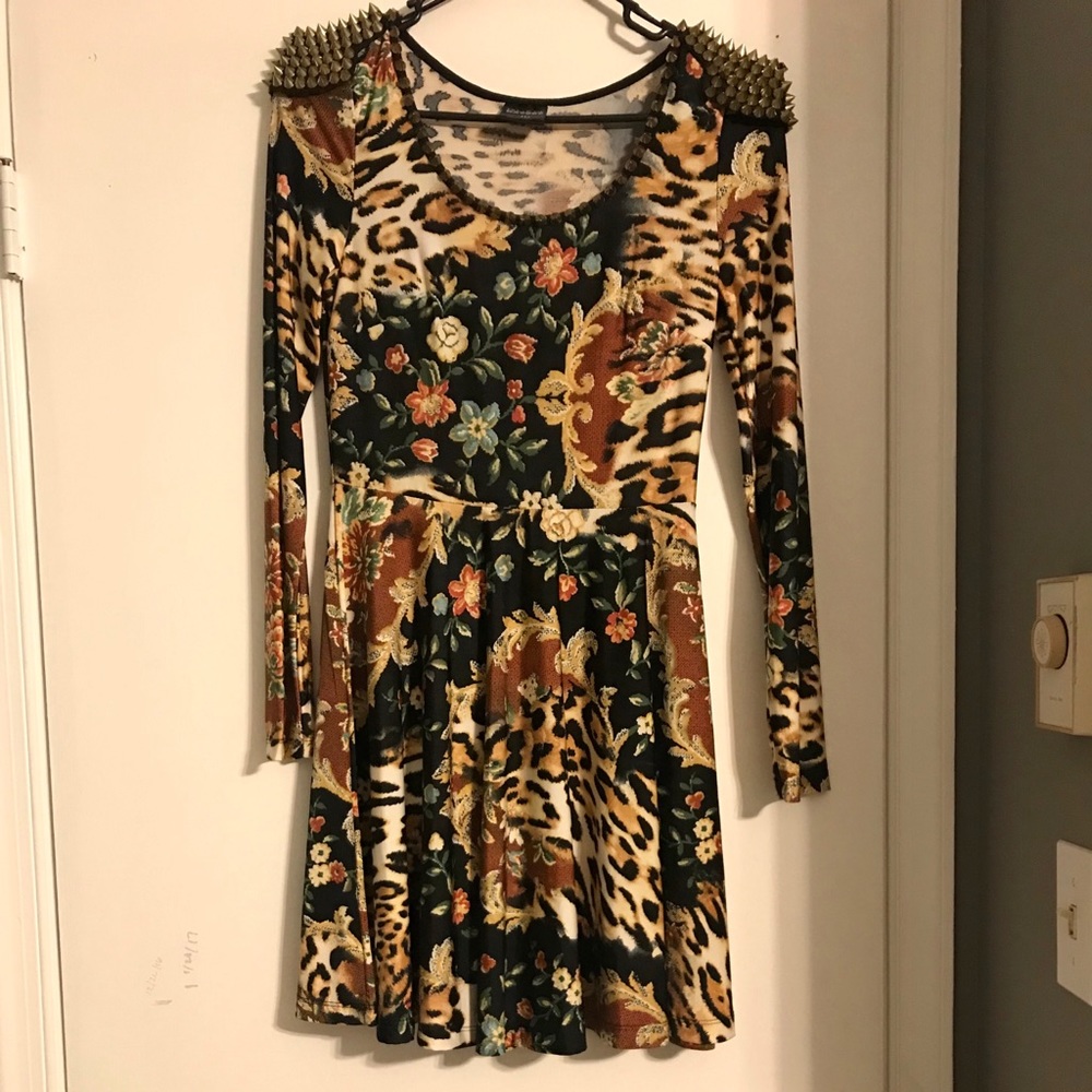 Leopard & floral print skater dress from ASOS